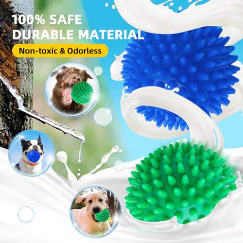 SHARLOVY 4.5'' Squeaky Dog Toy Balls for Large Breeds, Dogs Spiky Balls for Aggressive Chewers, Durable Puppy Chew Toys for Teething, Indestructible Fetch and Train, BPA Free Non-Toxic - size: XL Large Set of 2