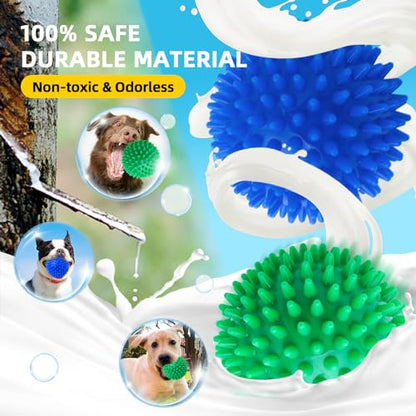 SHARLOVY 4.5'' Squeaky Dog Toy Balls for Large Breeds, Dogs Spiky Balls for Aggressive Chewers, Durable Puppy Chew Toys for Teething, Indestructible Fetch and Train, BPA Free Non-Toxic - size: XL Large Set of 2