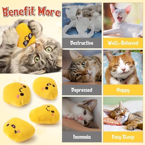 Nuggets Catnip Stuffed Toys for Cats- 5Pcs Pet Days Funny Yellow Fried Chicken Indoor Cat Toys, Kitten Chew Bite Kick Non-Toxic Interactive Supplies for Pet Lovers Kitten Birthday Gift - style: Yellow Nuggets