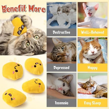 Nuggets Catnip Stuffed Toys for Cats- 5Pcs Pet Days Funny Yellow Fried Chicken Indoor Cat Toys, Kitten Chew Bite Kick Non-Toxic Interactive Supplies for Pet Lovers Kitten Birthday Gift - style: Yellow Nuggets