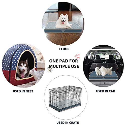 VANKEAN Waterproof Dog Pad Bed Mat Reversible (Warm&Cool), Removable Washable Cover & Waterproof Inner Lining, Pet Mattress for Cats and Dogs, Joint Relief Crate Bed, Navy - size: Medium