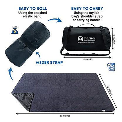 Waterproof Outdoor Blanket Large Fleece Camping & Stadium Blankets for Cold Weather. Perfect for Outdoors, Car, Dogs, Boat, Picnic. Windproof, Extra Warm, Machine Washable.