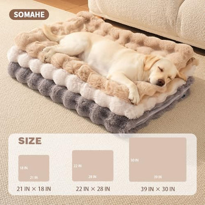Dog Blanket, Reversible Sherpa & Bubble Fleece Pet Throw, Ultra-Soft Plush for Medium Dogs, Machine Washable, Anti-Static, Warm & Cozy, 39"×31" Inch White - color: White, size: 39"L x 31"W Inches