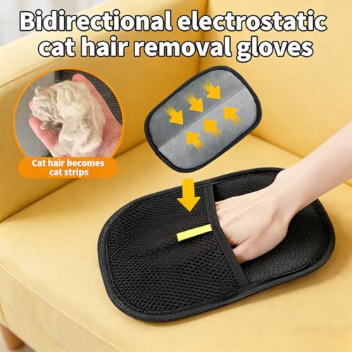 Pet Hair Remover Glove, Double Sided Magic Brush for Cats & Dogs. Reusable Grooming Glove for Pet Shedding & Cleaning Furniture, Couch, Carpet. (1 Set)