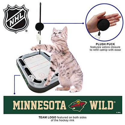 Pets FIrst Cat Scratching Toy NHL Minnesota Wild Hockey Field Cat Scratcher Tiy with Interactive Cat Ball Bell in Tracks. 5-in-1 CAT Toy - color: Minnesota Wild