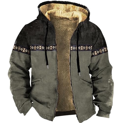 domirica Fleece Jacket Men Western Cowboy Bull Graphic Full Zip Drawstring Casual Stylish Big And Tall Hooded Jacket - color: Aztec-bravo, size: Small