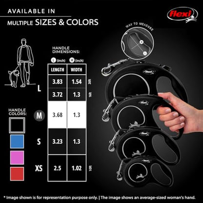 FLEXI New Classic Tape Retractable Dog Leash for Medium Dogs Upto 55 lbs. – 16 ft., Black | Tangle Free Pet Walking Leash with One-Handed Brake, Pause, Lock|German Quality Product - color: Black, size: Medium - 16 Feet (Tape)