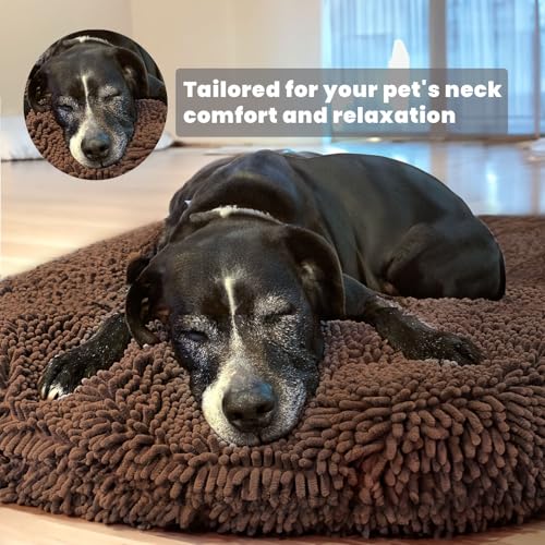 Muddy Mat® Cloud K-9 Bed for Dogs & Cats, Soft & Relaxing Donut Dog Bed, Chenille Material, Removable Cover, Washable & Dryer Safe–Brown Small(25'x25') - color: Chocolate Brown, size: Small (25''X25'')