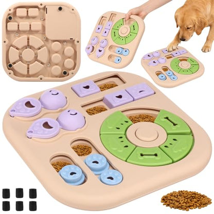 Interactive Dog Puzzle Toys Interactive Treat Dispensing Slow Feeder for Training and Mental Stimulating Dog Enrichment Toys, Dogs Puzzles for Smart Dogs Puppy Cats Pet(Beige) - color: Beige