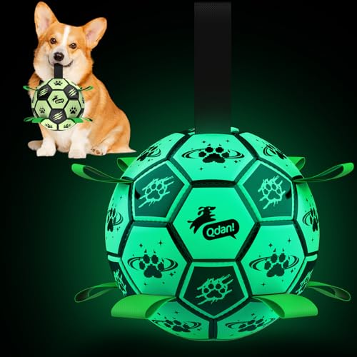 QDAN Glow in the Dark Dog Ball, Light Up Dog Toys, Luminous Glow Soccer Ball for Dogs, Outdoor Dog Toys, Doggy Water Toy, Puppy Birthday Gifts for Small Medium (6 Inch) - color: Glow in the dark Ⅳ, size: Medium