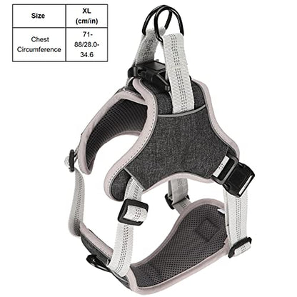 Dog Vest Harness Adjustable Reflective Chest Strap for Large Medium Dogs - Anti - Lost 360° Pressure Relief, Comfortable Fit, Night Safety (XL) - size: XL