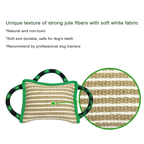 LWBMG Dog Rope Toys, Dog Jute Bite Pillow with 3 Strong Handles, Tug of War Dog Toy, Perfect Pull Toy for Medium Large Dogs Training Interactive Playing