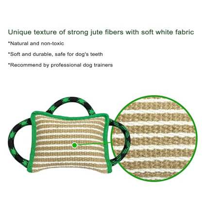 LWBMG Dog Rope Toys, Dog Jute Bite Pillow with 3 Strong Handles, Tug of War Dog Toy, Perfect Pull Toy for Medium Large Dogs Training Interactive Playing