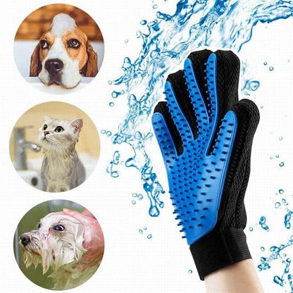 Pet Hair Remover Glove - Gentle Pet Grooming Glove Brush - Deshedding Glove - Massage Mitt with Enhanced Five Finger Design - Perfect for Dogs & Cats with Long & Short Fur - 1 Pack (Right-Hand), Blue