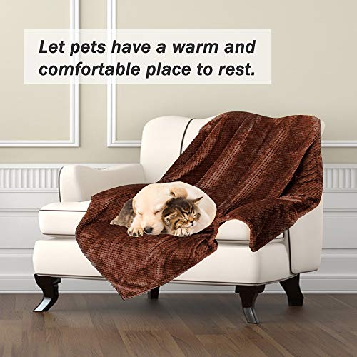 Dog Blanket,Soft Fuzzy Blankets for Puppy, Small,Medium,Large,X-Large Premium Fluffy Blankets Plush Fleece Throw Dog Bed, Couch, Sofa, Reversible Travel Warm Covers - color: Brown, size: L（40x47 inches）