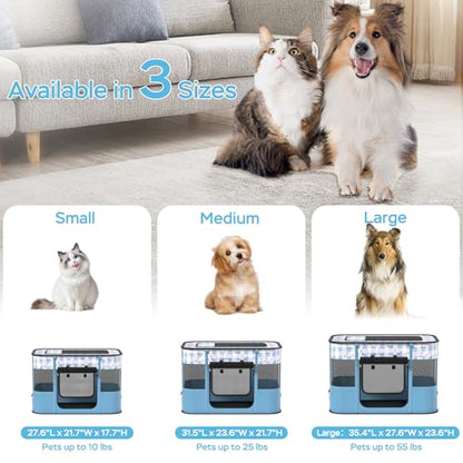 Dog and CAT pop Play Pen,Pets Houses for Dogs and Cats,Indoor&Outdoor Exercise Pen Dog Tent Puppy Playground Large (M, Bule) - color: Blue, style: Medium（31.5"L x 23.6"W x 21.7"H）