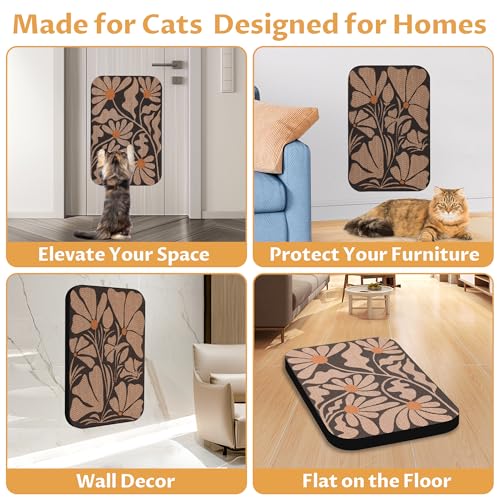 2 Pack Art Cat Scratcher, Wall-Mountable Cat Scratch Pad, Wall Cat Scratcher 16.7x11x1 Inch Cat Scratching Board for Indoor Cats Toy(Black & White 1) - color: Black and white 1