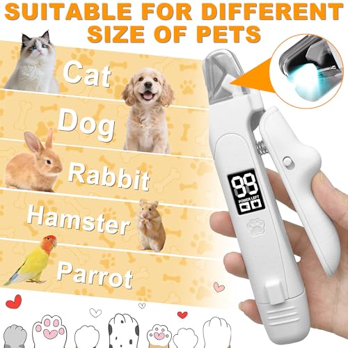 3 in 1 Pet Nail Clipper & Grinder with LED Lights, Ultra Quiet Electric Nail File, USB Rechargeable, 2 Speed Modes & Safety Guard for Small, Medium, Large Dogs and Cats