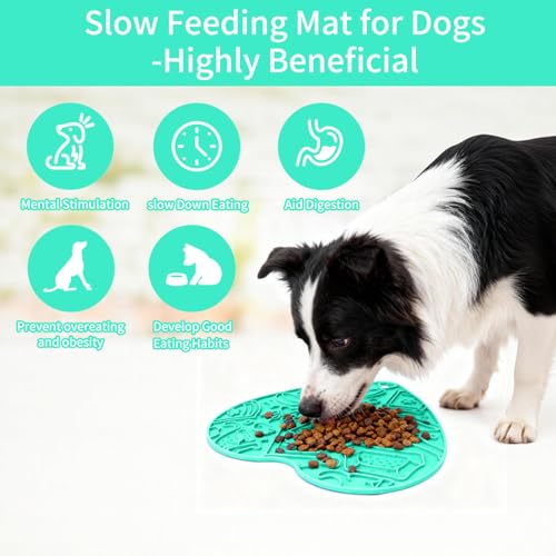 Cat & Dog Slow Feeder Puzzle Toy — Interactive Cat Puzzle Feeder Bowl, Dog Puzzle Feeder, Dog Lick Mat, Mental Stimulation Toy for Indoor Cats & Dogs, Anti-Gulp, Fun & Durable Heart Shape(Mint) - color: Mint