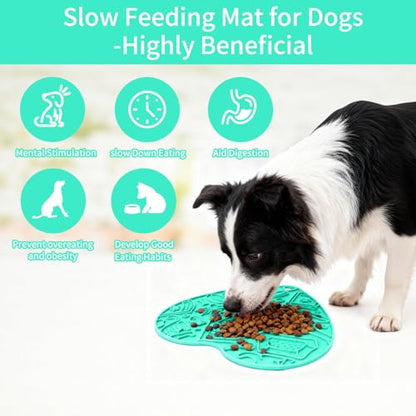 Cat & Dog Slow Feeder Puzzle Toy — Interactive Cat Puzzle Feeder Bowl, Dog Puzzle Feeder, Dog Lick Mat, Mental Stimulation Toy for Indoor Cats & Dogs, Anti-Gulp, Fun & Durable Heart Shape(Mint) - color: Mint