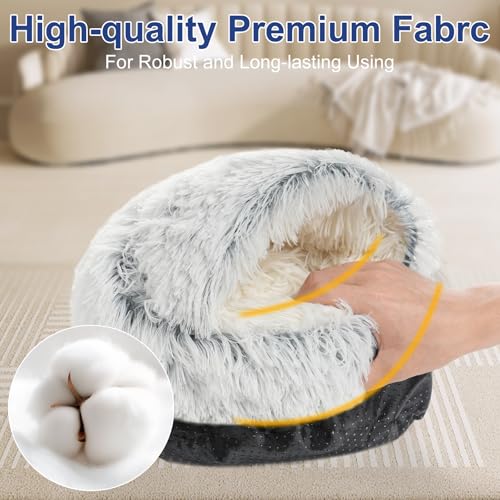 Soothing Guinea Pig Hideout, Doughnut Guinea Pig Bed with Hooded Cover, Washable Hamster Rabbit Bunny Bed, Washable Round Cave Beds for Small Animal Bunny Rabbit Hideout (Grey) - color: Grey