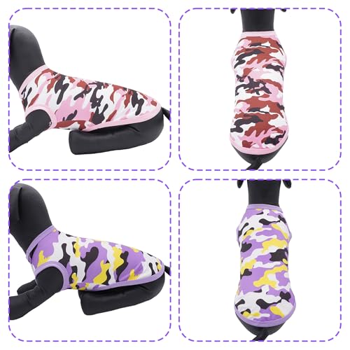 Dog Shirts Camo for Extra Large Dog Girl Female Pink Purple Sleeveless Tank Top Tee Clothes Vest Soft Light Weight Stretchable Pack of 2 XL - size: X-Large