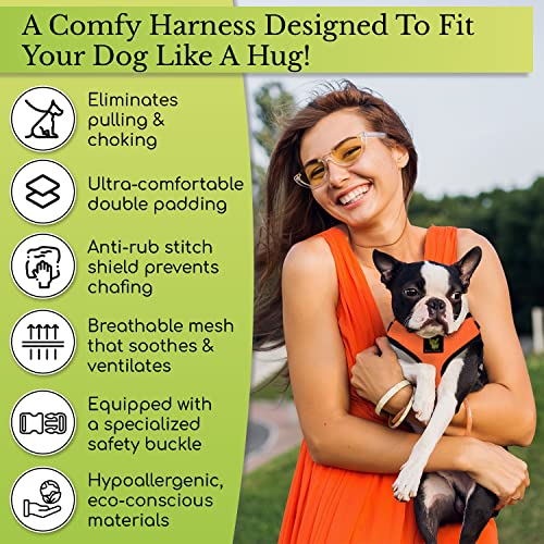 EcoBark Dog Harness - Eco-Friendly Max Comfort Harnesses - Luxurious Soft Mesh Halter - Over the Head Harness Vest- No Pull and No Choke for Small, Toy Breed, and Teacup Dogs (XS, Light Pink) - color: Light Pink