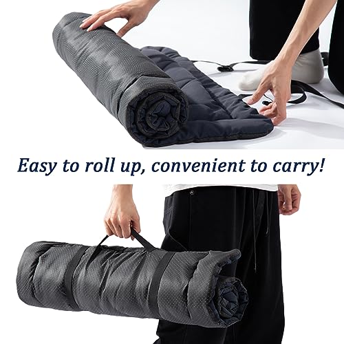 Rollup Camping Outdoor Dog Bed,Portable Dog Travel Mat with Carry Handles for Medium Large Dogs Waterproof Washable Pet Pad,42 * 28”Dark Blue - size: Large