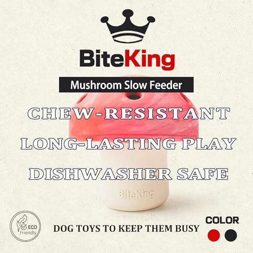 Natural Rubber Dog Enrichment Toys for Large Dogs, Slow Feeder to Keep Them Busy - Lifetime Replacement - Durable Treat Dispensing Dog Puzzle Toys for Large Breed - color: Mushroom Slow Feeder