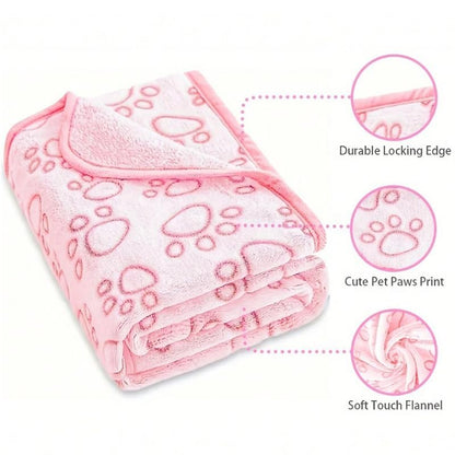 1pc Soft Cozy Pet Blanket with Paw Print Design, Tear-Resistant & Machine Washable, Warm Comfortable Dog & Cat Blanket - 16 * 23Inch, Pink - color: Pink, size: 16*23Inch