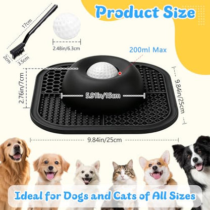 Slow Feeder Dog Bowls & Lick Mat for Liquid and Thick Treat, Anti-Slip Dog Lick Bowl with Interactive Rolling Ball, 5/6 Cup Pup Licking Toy for Large Medium Small Dogs and Cats Black - color: Black