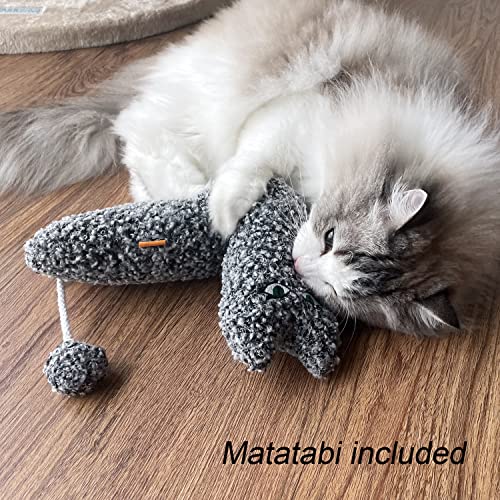 TTcat Catnip Silvervine Matatabi Pillow for Cats & Kittens,Cat Kicker Toy,Large Size Cat Pillow Soothing Plush Cat Toy(Grey). - color: Grey