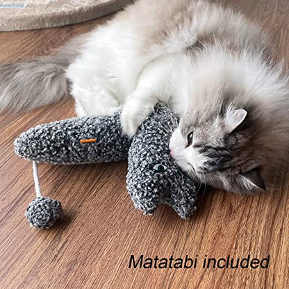 TTcat Catnip Silvervine Matatabi Pillow for Cats & Kittens,Cat Kicker Toy,Large Size Cat Pillow Soothing Plush Cat Toy(Grey). - color: Grey
