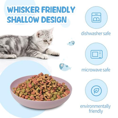 [16 Pack] Cat Dishes Whisker Friendly, Shallow Wide Pet Food and Water Bowl, Durable Wheat Straw Cat Bowls for Indoor Outdoor Cats - color: 16pcs