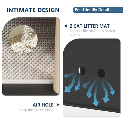 Garvee Cat Litter Box Enclosure for 2 Cats, Double Hidden Litter Box Furniture Cabinet with 2 Scratch Mat and Scratch Post, Modern Farmhouse Wooden Enclosed Cat Washroom, End Side Table
