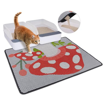 Cat Litter Mat, 30"x24" Cat Litter Trapping Mat, Double Layer Litter Mat with Non-Slip Rubber Bottom, Urine and Water Proof, Keeps Floors Clean Mushroom L - size: L(30x24in)
