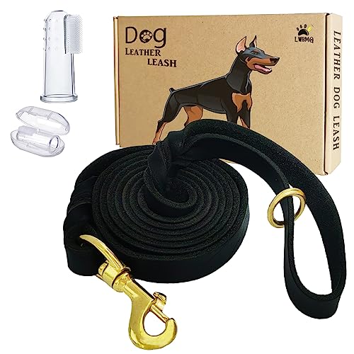 LWBMG Leather Dog Leash 6ft x 1/2 inch Heavy Duty Dog Leash, Strong Sturdy Genuine Leather Braided Dog Leash, Soft and Comfortable Leather Leash for Large, Medium and Small Dogs Training Black - color: Black, size: 6 ft x 1/2 inch