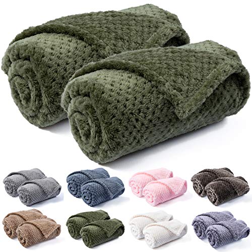 Pet Blanket for Dogs or Cats - Warm Soft Fuzzy Plush Fleece Throw for Puppy, Kitten, Small, Medium, Large Pets - Bed, Couch, Sofa, Travel (S/24" x 32", Dark Green) - color: Dark Green, size: S/24" x 32"