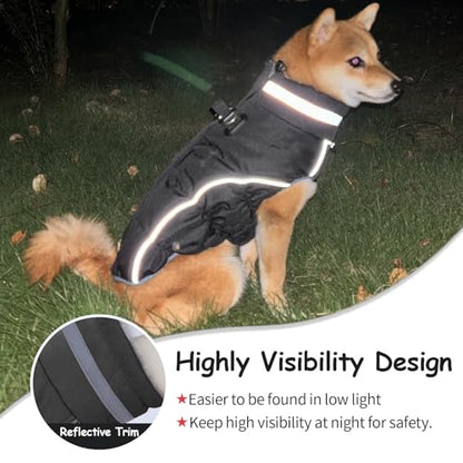 Dog Coat, Reflective Dog Jacket Waterproof Windproof Puppy Cold Weather Coats with Harness Built in, Winter Extra Warm Pet Coat Fleece Vest for Small Large Pets and Puppy (Black, XX-Large) - color: Black, size: XX-Large