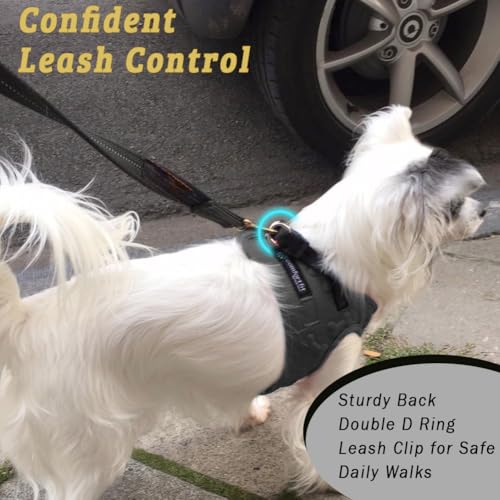 Comfort fit All Weather Step-in Reflective Dog Harness - Adjustable Small Dog Harness Medium Sized Dogs - Soft Padded Easy Walk Dog Vest Harnesses - color: Reflective Black, size: S (Chest 12" - 15.5")