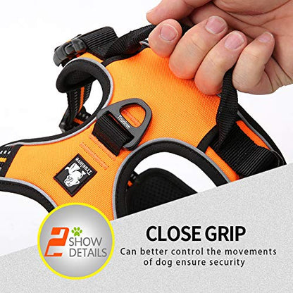 JUXZH Truelove No Pull Dog Harness with Easy Control Handle and 2 Leash Attachments,Reflective Adjustable Pet Vest - color: Orange, size: X-small (Pack of 1)