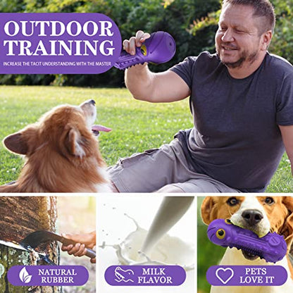ZIKATON Dog Squeaky Toys for Aggressive Chewers, Durable Chew Toys for Large Medium Breed Dog, Dog Toys, Tough Durable Dogs Toys with Natural Rubber - color: Purple Octopus