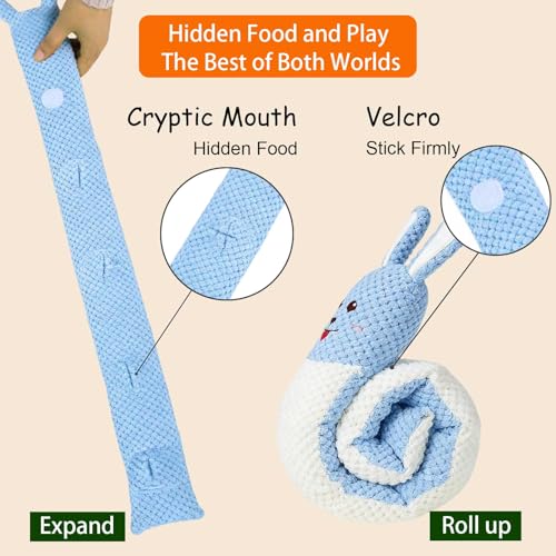 Hide and Seek Plush Dog Toys for Small Medium Dogs, Long Foldable Squeaky Chew Pet Toys with Sounder, Interactive Puzzle Treat Dispensing Machine, Tug of War Snuffle for Indoor Play (Rabbit) - color: Blue Rabbit
