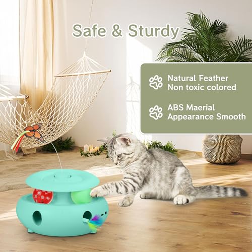 Cat Toys,3-in-1 Interactive Cat Toys for Indoor Cats,Rechargeable Automatic Interactive Cat Toy with Fluttering Butterfly,Smart Sensor 6 Holes Mice Whack-A-Mole and Track Balls,Blue - color: blue