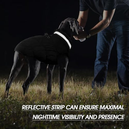 FUAMEY Dog Coat for Small Dogs,Waterproof Dog Winter Jacket with Harness Built in Puppy Cold Weather Coats Reflective Pet Vest with Zipper Warm Fleece Dogs Snowsuit Windproof Solid Black XS - color: Solid Black, size: XS(chest:14in)