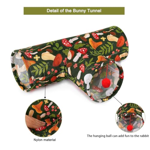 3 Way Washable Hideout Toys, Small Pet Tunnels and Tubes for Baby Rabbit Ferret Hamster Chinchilla Hedgehog Hiding and Resting (Mushroom) - color: Mushroom