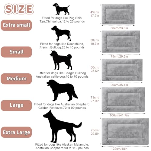 Dog Crate Bed Washable, Plush Anti-Slip Kennel Pad with Soft Flat Cushioning, Home Crate Use, Travel, and Training in Metal or Plastic Dog Cages, 24 x 18 Inch, Grey - color: Grey, size: 24.0"L x 18.0"W x 1.5"Th