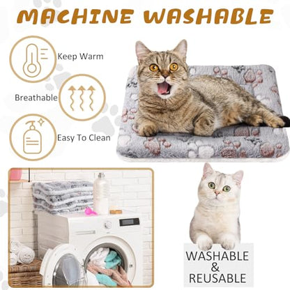Tuanse 4 Pack Ultra Soft Dog Cat Bed Mat Small Animal Guinea Pig Bed with Cute Print Reversible Fleece Dog Crate Kennel Pad Cozy Washable Thickened Hamster Pet Beds Mat(13 x 19 Inches,Light Gray) - color: Light Gray, size: 13 x 19 Inches