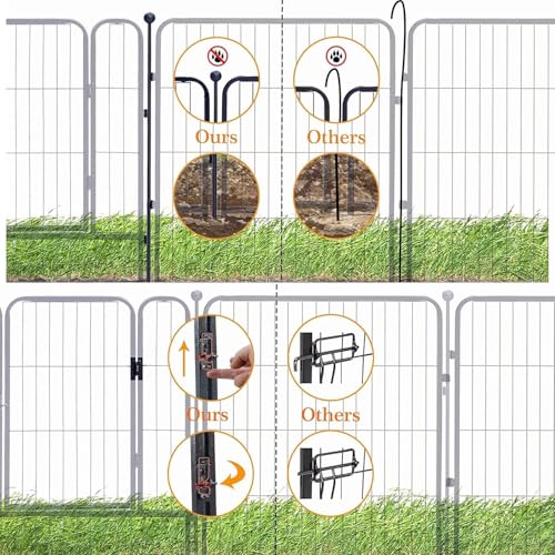 Dog Playpen,24/32/40 Inch Height in Heavy Duty,Folding Indoor Outdoor Dog Exercise Fence, Portable Pet Playpen with Door for Large Medium Dogs - Silver Gray (8 Panels, 24 inch) - style: 24 Inch