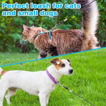 Reflective Cat Leash - 15 Feet Long, Escape Proof Durable Walking Lead, Safe Extender Pet Tie Out for Outdoor Training, Playing, Camping - Suitable for Kittens, Puppies, Rabbits, Small Animals - size: 15ft